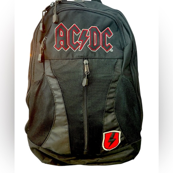 AC/DC | Bags | Acdc Black Nylon Mesh Detail Rock Roll Backpack | Poshmark